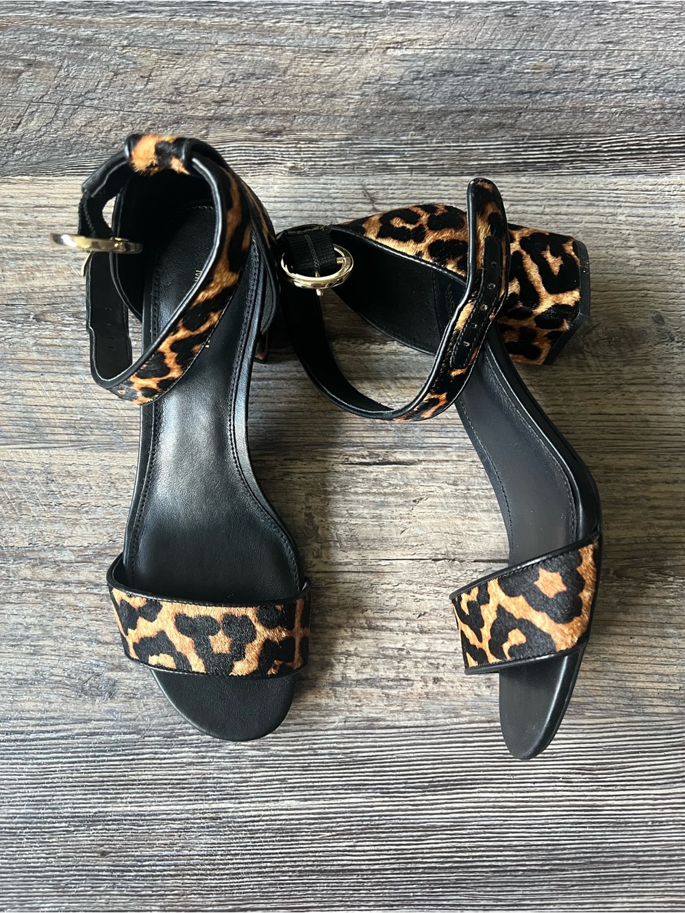 Michael Kors Leopard Print Block Heel Sandals with Ankle Strap Size 6
